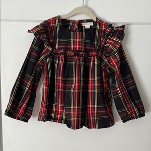 Crewcuts J. Crew Kids Red and Black Plaid Kids Blouse Size S 6/7